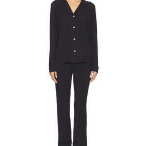 Eberjey Black Long-Sleeve Button Pajama Set